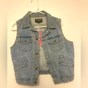 Vintage Ralph Lauren Polo Denim Pink Embroidered Jean Vest Medium